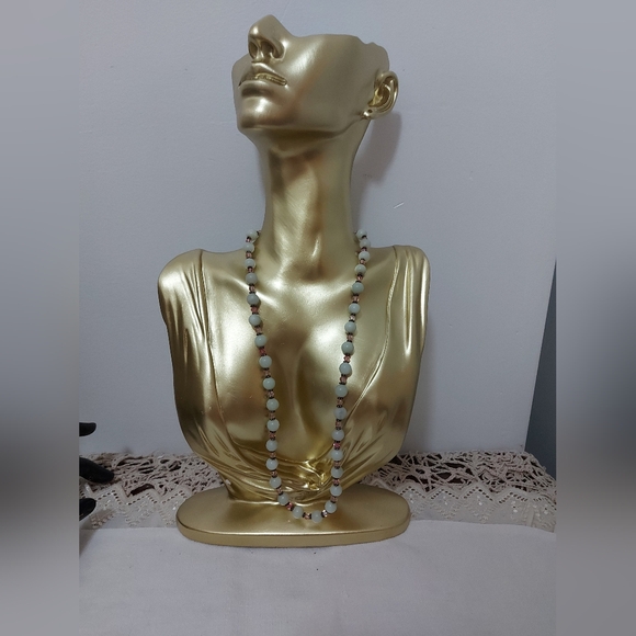 White Jade and Rose Quartz,  Beaded Necklace, 925 Silver Clasp - Picture 3 of 5